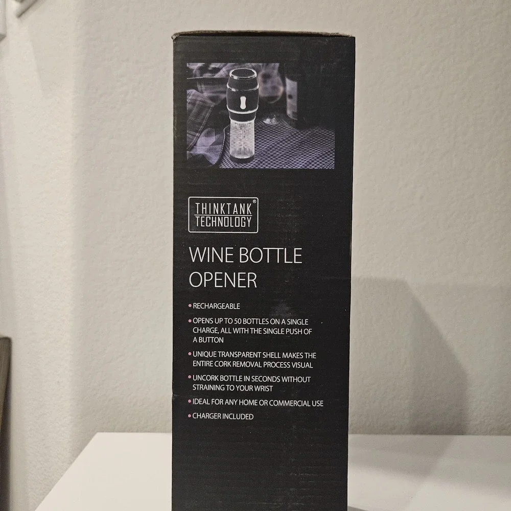 THINK TANK TECHNOLOGY Rechargeable CORDLESS Electronic WINE BOTTLE OPENER